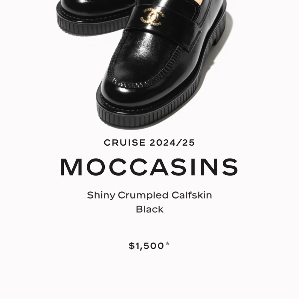 Chanel cruise 2024/2025 Shiny Crumpled Calfskin Black Moccasins - Picture 16 of 16